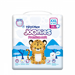 Подгузники-трусики Joonies Premium Soft, размер XXL (15-20 кг), 28 шт 953217