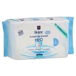Салфетки BIOLANE очищающие Н2О в мягкой упаковке LINGETTES EPAISSES H2O 72шт BLINE72